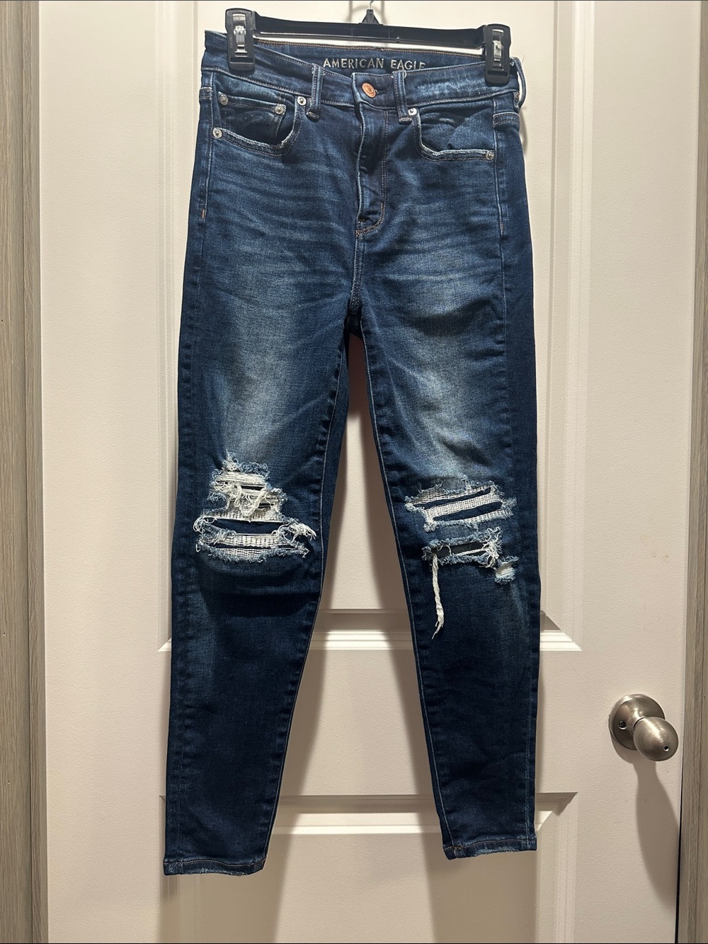 American Eagle Outfitters Dark Blue Ripped Skinny Jeans